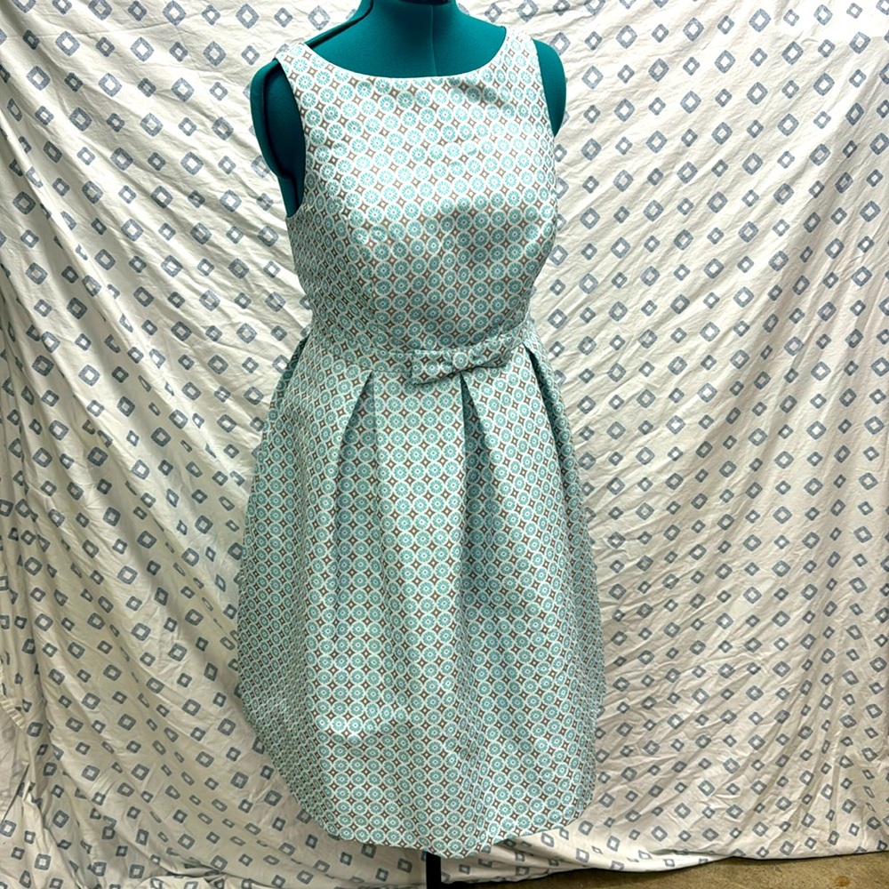 Modcloth Liza Lux Pleated Fit and Flare Brocade Floral Dress with Bow